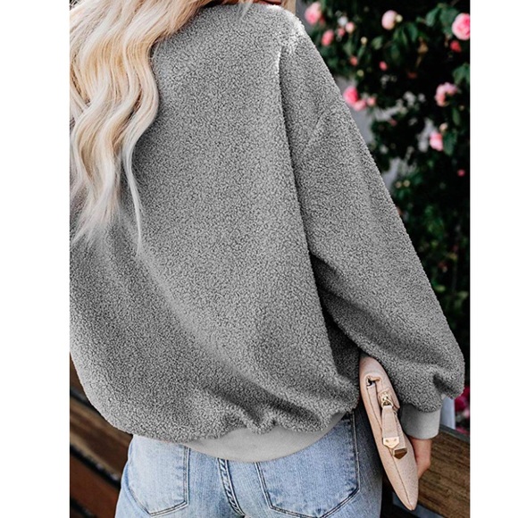 Grey Fuzzy Popcorn Sweatshirt - Picture 3 of 4